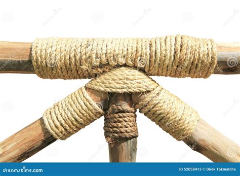 Rope Tied Around A Wooden Log Stock Image Image Of Coil Fasten 52058413