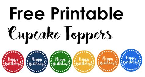 happy birthday cupcake toppers  printable paper trail design