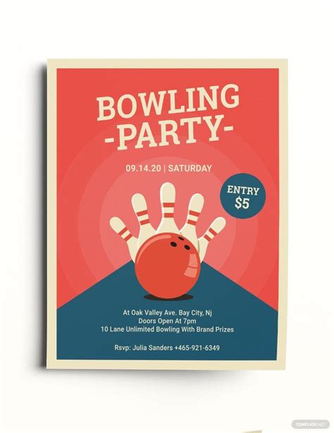 Bowling Party Flyer Template In Word Psd Illustrator Publisher