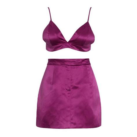 Xllais Summer Holiday Two Piece Sets Women Satin High Quality Bra And Mini Skirt Suit Elegant