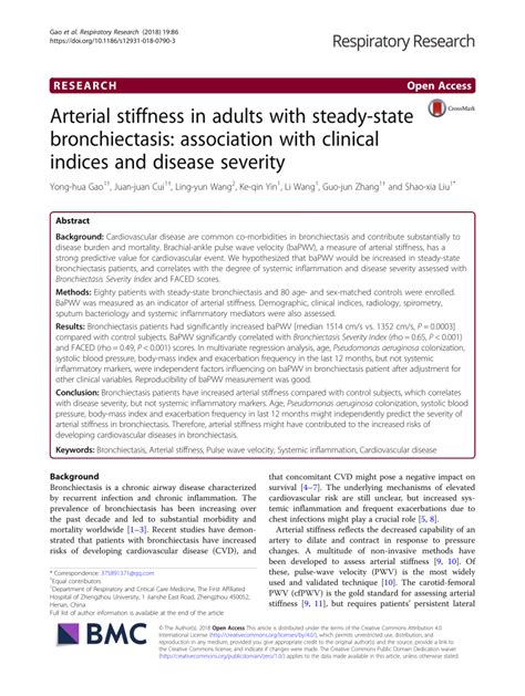Pdf Arterial Stiffness In Adults With Steady State Bronchiectasis SexiezPix Web Porn