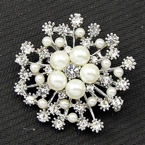Pearl Imitation Flower Rhinestone Brooch Small Jewelry Brooch Drop