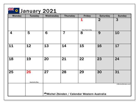 Having your current location will help us to get you more accurate prayer times and nearby islamic places. Calendar January 2021 - Western Australia - Michel Zbinden EN