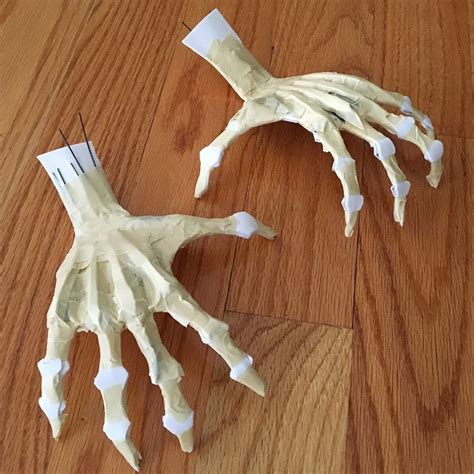 Making Creepy Paper Mache Monster Hands Halloween Props Diy