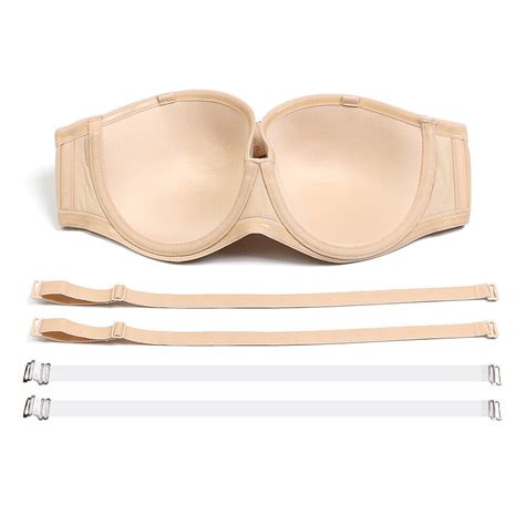 Women Multiway Strapless Push Up Bra Invisible Clear Back Straps Plus Size Bras Ebay