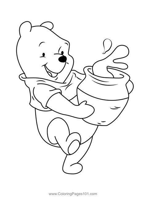 Pooh Bear With Honey Pot Coloring Page In 2023 Bear Coloring Pages Winnie The Pooh Honey