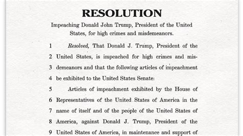 Read The Articles Of Impeachment Against President Trump The New York