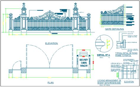 Gate Elevationplan And Detail View Dwg File Cadbull