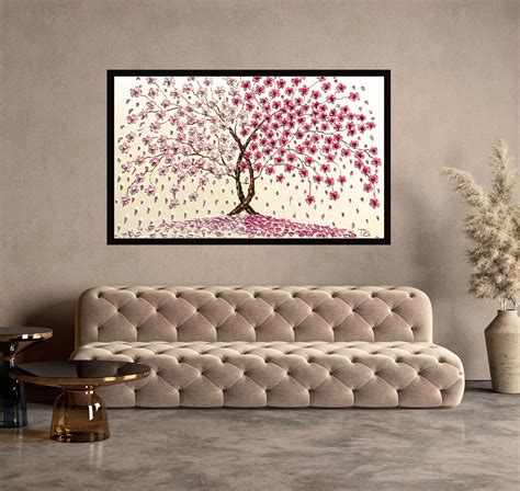 Extra Large Cherry Blossom Tree Painting 60 Original Etsy
