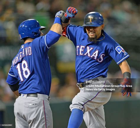 Texas Rangers Mitch Moreland Left Celebrates With Teammate News Photo Getty Images