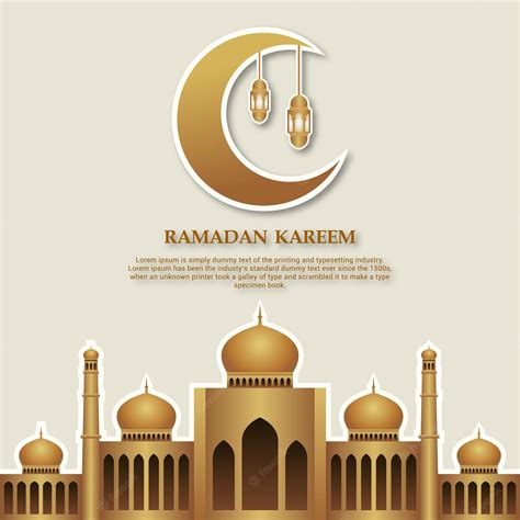 Fundo De Ramadã Kareem Com Modelo Dourado Vetor Premium