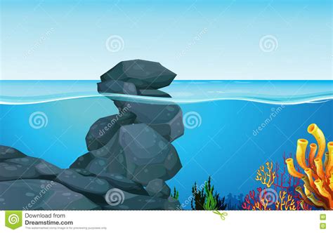 Scene With Rocks Under The Ocean Stock Vector Illustration Of Graphic