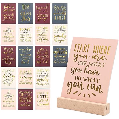 20 Pcs Inspirational Quote Cards With Wood Stand For Women Girls Ts