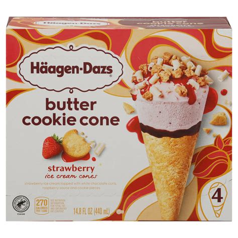 Save On Haagen Dazs Butter Cookie Ice Cream Cones Strawberry 4 Ct