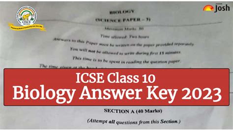 Icse Class 10 Biology Paper Answer Key 2023 And Question Paper Download Pdf