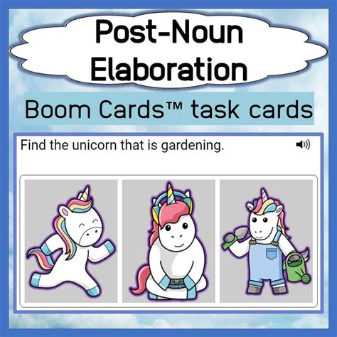 Post Noun Elaboration Unicorn Boom Cards™ In 2021 Fun At Work Nouns