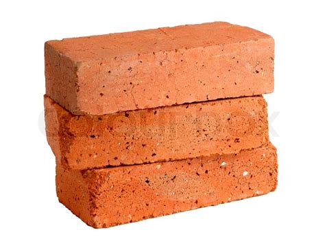 Stack Of Old Red Bricks Isolated On White Background Stock Photo