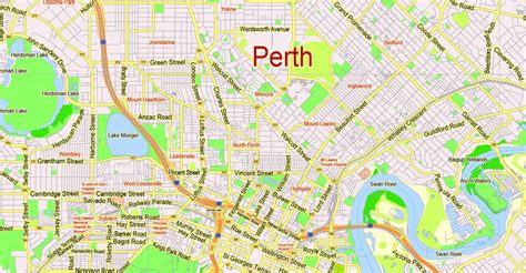 Perth Pdf Map Australia Exact Vector Street Map V2711 Fully