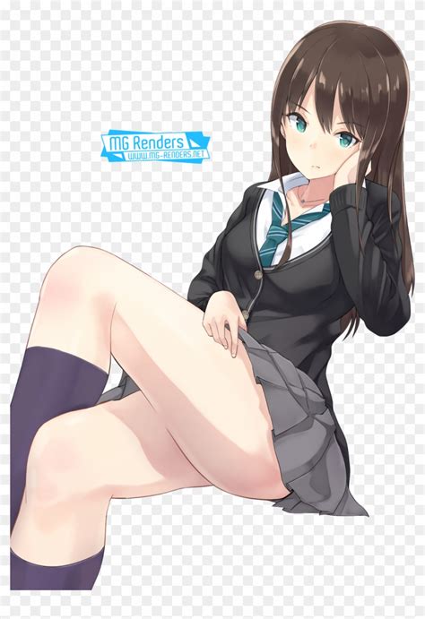 Anime Cute Girl Sitting Legs Crossed Anime Girl