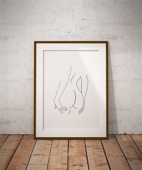 Female Body Sexy Ass Line Art Digital Printable Wall Art Minimalist Erotic Wall Poster