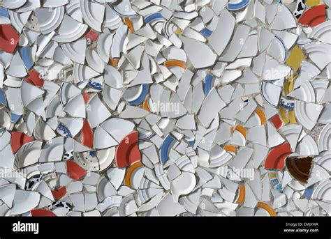 Wall Mosaic Made From Broken Plates Stock Photo Alamy