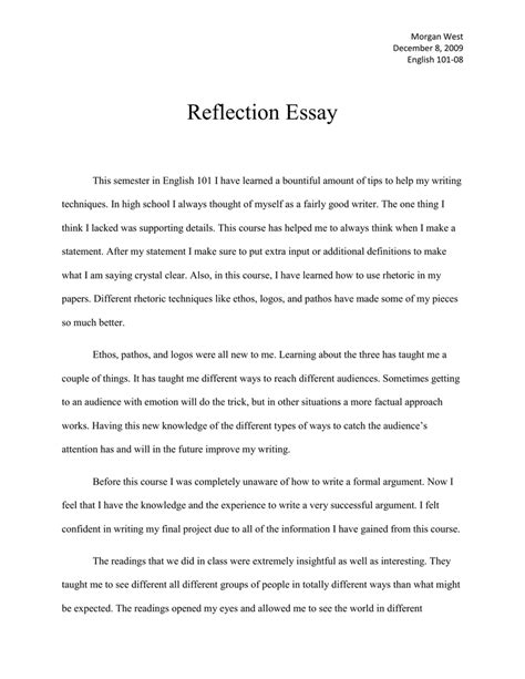 Example Of Reflection 1 English Sba Csec English Sba