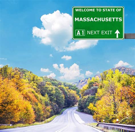 Massachusetts Road Sign Against Clear Blue Sky Stock Photo Image Of