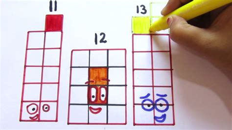 Numberblocks 111213 And 14 Learn To Draw Numberblocks Colouring Pages Youtube