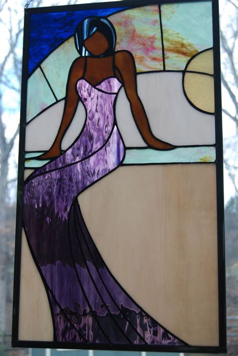 Lady In Purple Dress Stained Glass Patterns Stained Glass Designs