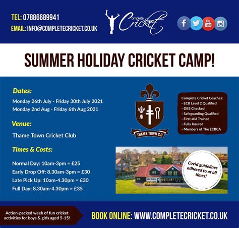 Summer Holiday Cricket Camp 2021 Thame Town Cricket Club