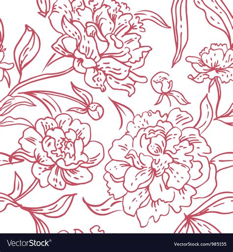 Peony Seamless Pattern Royalty Free Vector Image