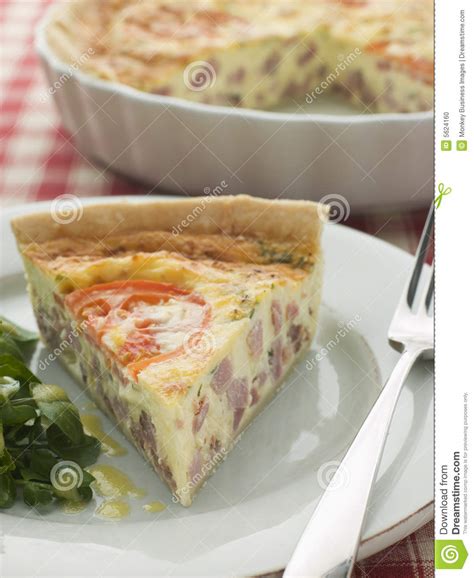 Quiche Lorraine With Watercress Salad Stock Photo Image Of Flan