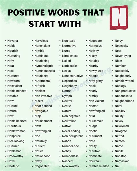 289 Positive Words That Start With N English Study Online
