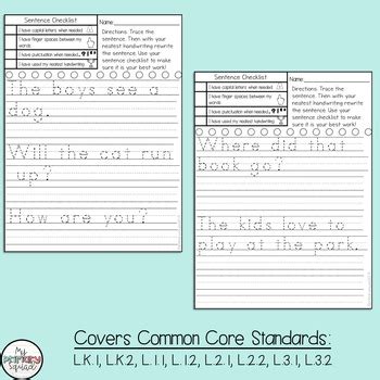 handwriting practice sentences   primary squad tpt