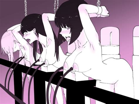 Kakuchou Shoujo Kei Trinary 3girls Arms Up Bdsm Black Hair Blush Bondage Bound Breasts