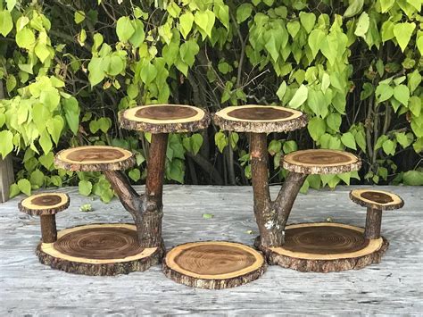 2 Cascading Tier Stands Wood Rustic Cake Cupcake Stand Wedding Etsy
