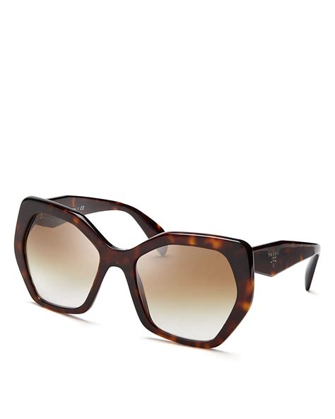 Prada Oversized Geometric Sunglasses In Black Havanabrown Gradient