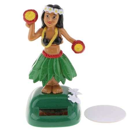 Dashboard Hula Girl Bobble Head Solar Powered Hawaiian Hula Shaking