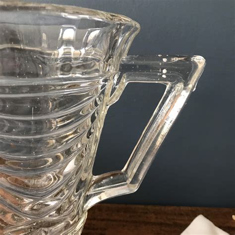 Vintage Glass Jug 1930s Sowerby Glass Water Pitcher Art Etsy