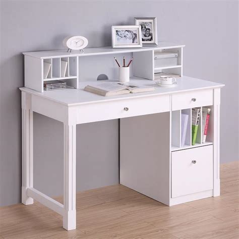 Deluxe White Wood Computer Desk With Hutch Overstock Shopping Great