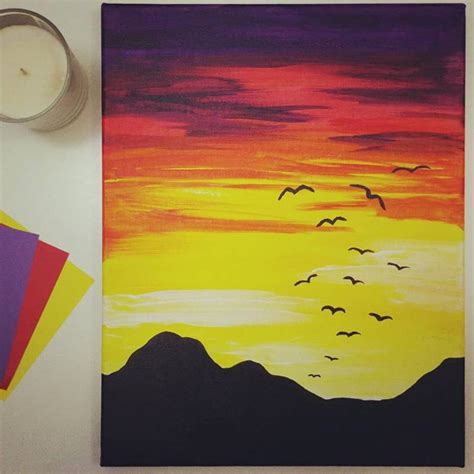 An Acrylic Painting Of The Sunset Using A Warm Color Palette Rpainting