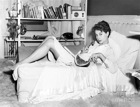 Nancy Berg Poses With Half Eaten Watermelon On Her Bed 1955 Photograph