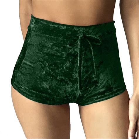 Buy Yrrety High Waist Shorts Women Sexy Velvet Shorts Bodycon Bandage Short