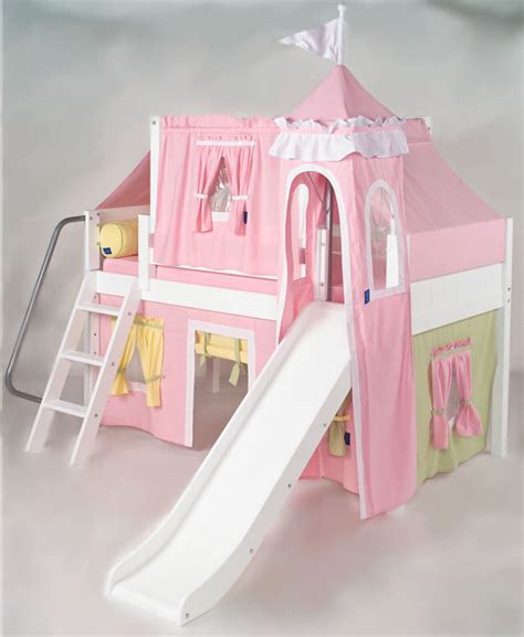 Premium handcrafted elaborate princess castle bed. Pink/Green/Yellow Princess Castle Bed with Slide by ...