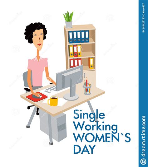 Single Working Women S Day Greeting Card Stock Vector Illustration