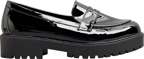 Yours Black Patent Chunky Loafers In Extra Wide Fit Women S Amazon