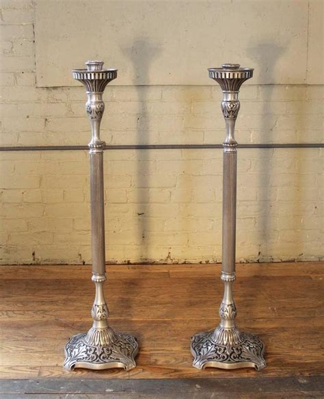 Candle holders | votive candle holders. Pair of Candle Stands Holland Brass Works Pewter Finish ...