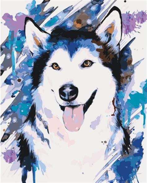 Husky Cute Dog Paint By Number Kit Animals Diy Painting Kit Etsy
