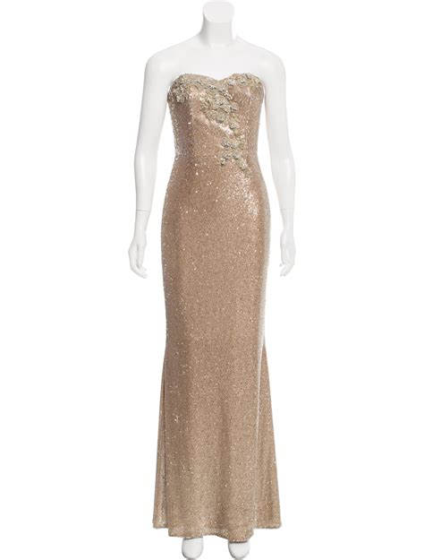 MARCHESA NOTTE STRAPLESS SEQUIN EMBELLISHED EVENING DRESS Size: XSUS 0