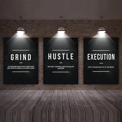 Grind Hustle Execution Wall Art Canvas Prints Office Decor Motivational Modern Art Entrepreneur